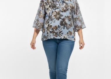 Εμπριμέ τουνίκ με γραβάτα σε τύπος χρώμα -  - 