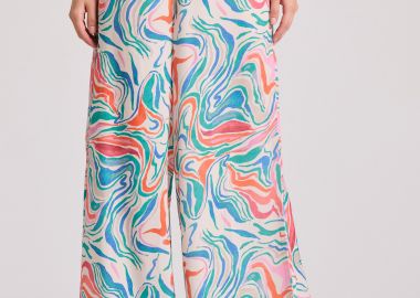 Εμπριμέ wide leg παντελόνα - FUNKY BUDDHA - 