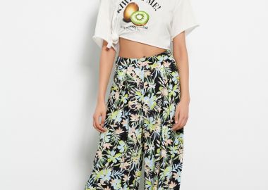 Εμπριμέ wide leg παντελόνα από βισκόζη - FUNKY BUDDHA - 