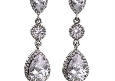 Εντυπωσιακά κρεμαστά γυναικεία Paraxenies σκουλαρίκια ροζέτες από ασήμι 925 με καρφωμένες πέτρες ζιργκόν PAR0012 -  - 