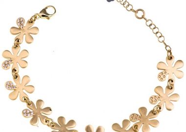 Εντυπωσιακό γυναικείο βραχιόλι από επιχρυσωμένο ασήμι 925 με πέτρες ζιργκόν σχέδιο λουλούδια -  - 