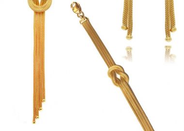 Εντυπωσιακό κόσμημα Σέτ κολιέ βραχιόλι και σκουλαρίκια ο Κόμπος του Ηρακλή από επιχρυσωμένο ασήμι 925 -  - 