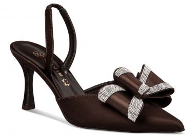 Envie Shoes Γυναικεία Παπούτσια Γόβες BOW SLINGBACK PUMPS E02-22090-28 Καφέ Σατέν - Envie Shoes - 