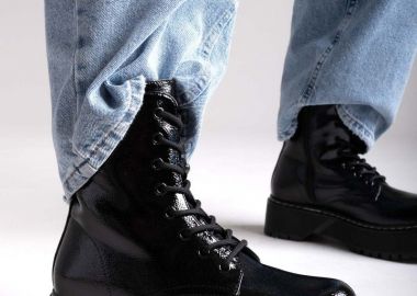 ERYNN Αρβυλάκια Λουστρίνι με Χοντρή Σόλα - RXJ-242 - Black Crinkled Patent - ERYNN - 