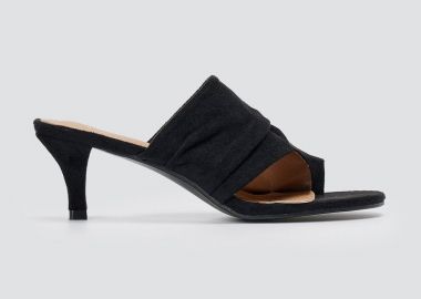 ERYNN Kitten Heel Mules - GG-109 - Μαύρο Σουέτ - ERYNN - 