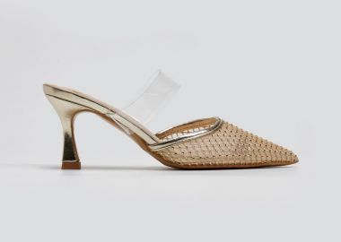 ERYNN Μυτερά Mules με στρας - 903-580 - Ανοιχτό χρυσό - ERYNN - 
