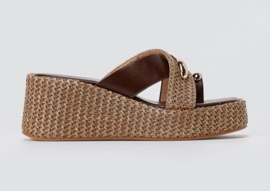 ERYNN Πέδιλα με δαχτυλίδι δαχτύλου - FG-953 - Brown Raffia - ERYNN - 