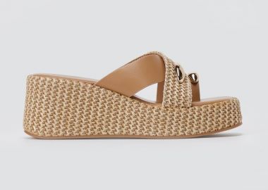 ERYNN Πέδιλα με δαχτυλίδι δαχτύλου - FG-953 - Taupe Raffia - ERYNN - 