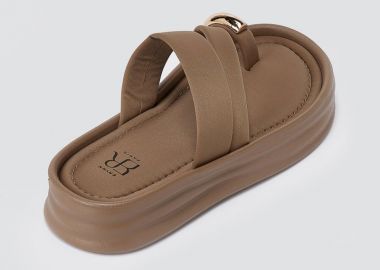 ERYNN Σανδάλια Flatform με διακοσμητικό - LS-623 - Mocha Satin - ERYNN - 