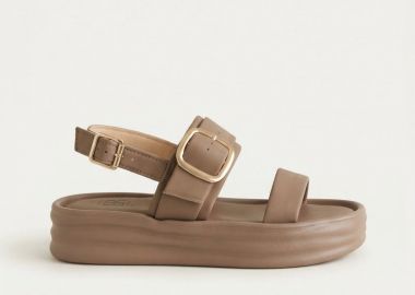 ERYNN Σατέν Flatform σανδάλια με αγκράφα - LS-623 - Mocha Satin - ERYNN - 