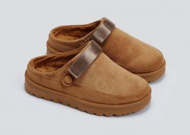 ERYNN Σουέντ παντόφλες με βέλκρο - 9119 - Camel - ERYNN - 