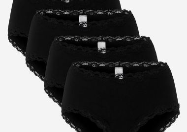 Εσώρουχο σλιπ ψηλόμεσο με δαντέλα σε μαύρο χρώμα (3+1) -  - 