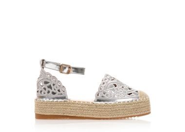 Εσπαντρίγιες ασημί δερματίνη με διάτρητο σχέδιο ΑΣΗΜΙ - Tsoukalas - 