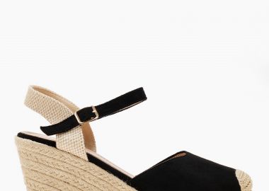 Εσπαντρίγιες εξώφτερνες με τακούνι και μπαρέτα - Μαύρο - Issue - 