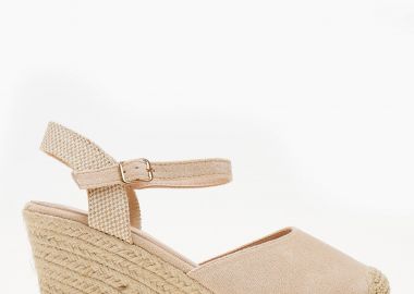 Εσπαντρίγιες εξώφτερνες με τακούνι και μπαρέτα - Μπεζ - Issue - 