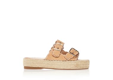 Εσπαντρίγιες flatforms κάμελ σουέτ με αγκράφες ΚΑΜΕΛ - Tsoukalas - 