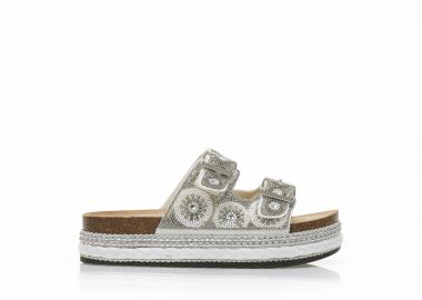 Εσπαντρίγιες flatforms λευκές με ιδιαίτερο σχέδιο και στρας ΛΕΥΚΟ - Tsoukalas - 