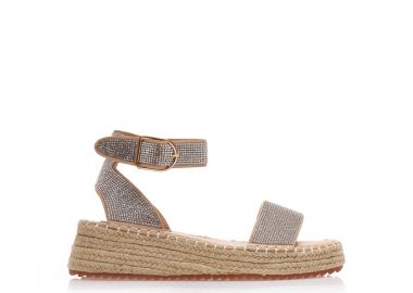 Εσπαντρίγιες flatforms λευκές με λουράκια από στρας ΛΕΥΚΟ - Tsoukalas - 