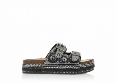 Εσπαντρίγιες flatforms μαύρες με ιδιαίτερο σχέδιο και στρας ΜΑΥΡΟ - Tsoukalas - 