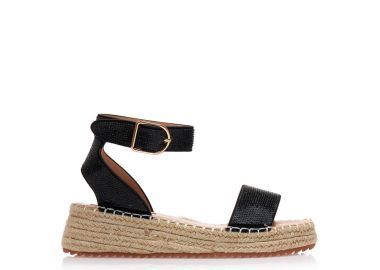 Εσπαντρίγιες flatforms μαύρες με λουράκια από στρας ΜΑΥΡΟ - Tsoukalas - 