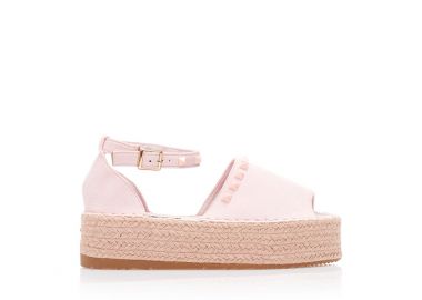 Εσπαντρίγιες flatforms ροζ σουέτ με διακοσμητικά τρουκς ΡΟΖ - Tsoukalas - 