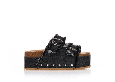 Εσπαντρίγιες jean με αγκράφες και τρουκς ΜΑΥΡΟ - Tsoukalas - 