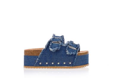 Εσπαντρίγιες jean με αγκράφες και τρουκς ΜΠΛΕ - Tsoukalas - 