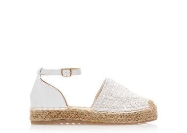 Εσπαντρίγιες λευκές δερματίνη με ιδιαίτερη πλεκτή φάσα ΛΕΥΚΟ - Tsoukalas - 