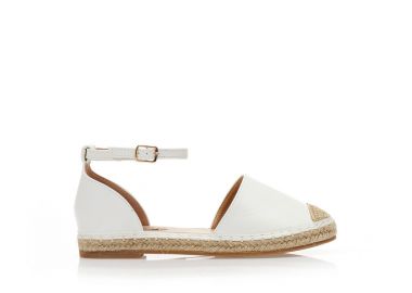 Εσπαντρίγιες λευκές δερματίνη με λουράκι στον αστράγαλο ΛΕΥΚΟ - Tsoukalas - 