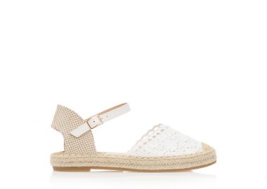 Εσπαντρίγιες λευκές ψάθινες με πλεκτό σχέδιο στην φάσα ΛΕΥΚΟ - Tsoukalas - 