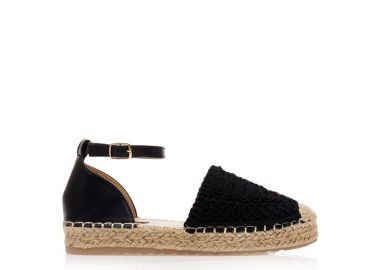 Εσπαντρίγιες μαύρες δερματίνη με ιδιαίτερη πλεκτή φάσα ΜΑΥΡΟ - Tsoukalas - 