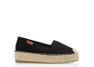 Εσπαντρίγιες μαύρες σουέτ με λαστιχο και πλεκτό σχέδιο ΜΑΥΡΟ - Tsoukalas - 