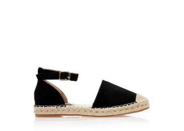 Εσπαντρίγιες μαύρες σουέτ με λουράκι στον αστράγαλο ΜΑΥΡΟ - Tsoukalas - 