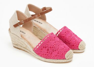 Εσπαντρίγιες με πλεκτό σχέδιο και μπαρέτα - Φούξια - Issue - 