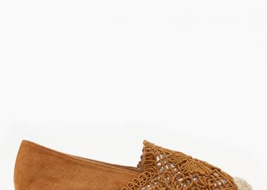 Εσπαντρίγιες με suede υφή και πλεκτό σχέδιο - Κάμελ - Issue - 