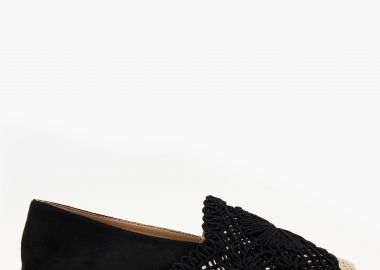 Εσπαντρίγιες με suede υφή και πλεκτό σχέδιο - Μαύρο - Issue - 