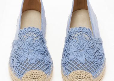 Εσπαντρίγιες με suede υφή και πλεκτό σχέδιο - Μπλε - Issue - 