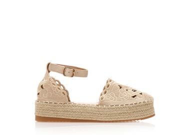 Εσπαντρίγιες μπεζ δερματίνη με διάτρητο σχέδιο ΜΠΕΖ - Tsoukalas - 