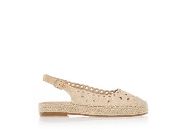 Εσπαντρίγιες μπεζ ψάθινες με λουλούδια ΜΠΕΖ - Tsoukalas - 