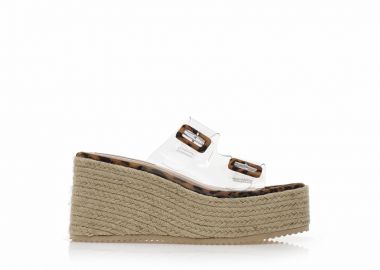 Εσπαντρίγιες πλατφόρμες animal print σουέτ με διαφάνεια ΛΕΟΠΑΡ - Tsoukalas - 