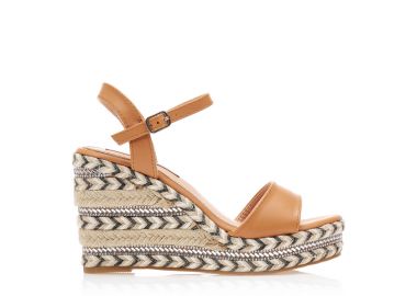 Εσπαντρίγιες πλατφόρμες κάμελ δερματίνη με σχέδιο από στρας ΚΑΜΕΛ - Tsoukalas - 