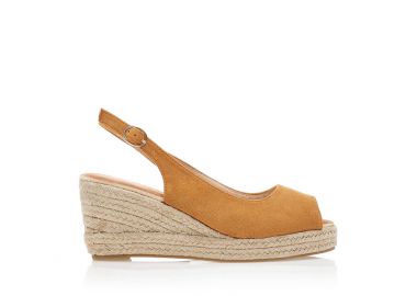 Εσπαντρίγιες πλατφόρμες κάμελ peep toe με λουράκι στον αστράγαλο ΚΑΜΕΛ - Tsoukalas - 