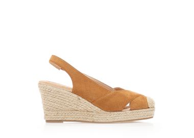 Εσπαντρίγιες πλατφόρμες κάμελ σουέτ με χιαστί σχέδιο στην φάσα ΚΑΜΕΛ - Tsoukalas - 