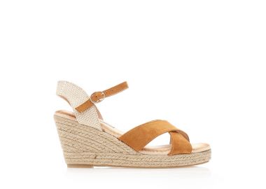 Εσπαντρίγιες πλατφόρμες κάμελ σουέτ με χιαστί σχέδιο στην φάσα ΚΑΜΕΛ - Tsoukalas - 