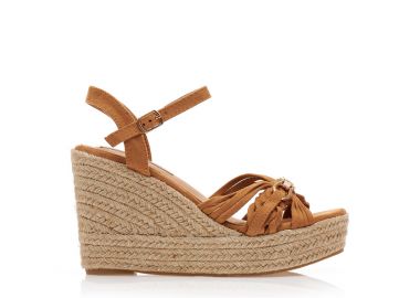 Εσπαντρίγιες πλατφόρμες κάμελ σουέτ με σχέδιο από λουράκια και αγκράφα ΚΑΜΕΛ - Tsoukalas - 