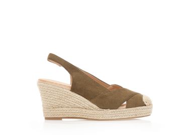 Εσπαντρίγιες πλατφόρμες λαδί σουέτ με χιαστί σχέδιο στην φάσα ΛΑΔΙ - Tsoukalas - 