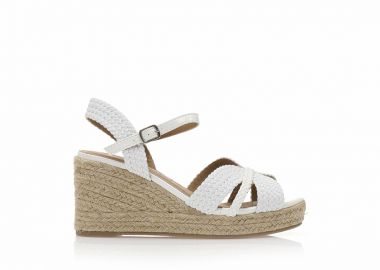 Εσπαντρίγιες πλατφόρμες λευκές δερματίνη σε σχέδιο πλεξούδα ΛΕΥΚΟ - Tsoukalas - 