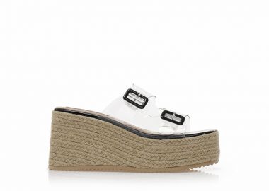 Εσπαντρίγιες πλατφόρμες μαύρες δερματίνη με διαφάνεια ΜΑΥΡΟ - Tsoukalas - 