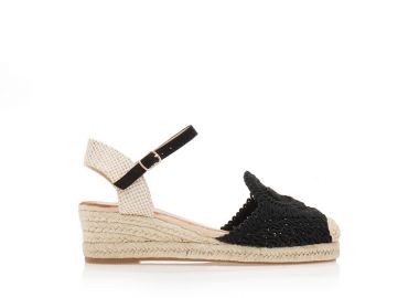 Εσπαντρίγιες πλατφόρμες μαύρες με ιδιαίτερη πλεκτή φάσα ΜΑΥΡΟ - Tsoukalas - 