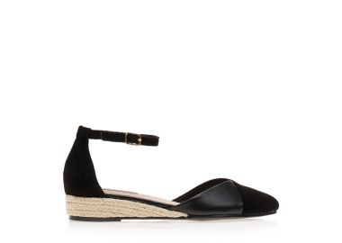 Εσπαντρίγιες πλατφόρμες μαύρες σουέτ και δερματίνη ΜΑΥΡΟ - Tsoukalas - 